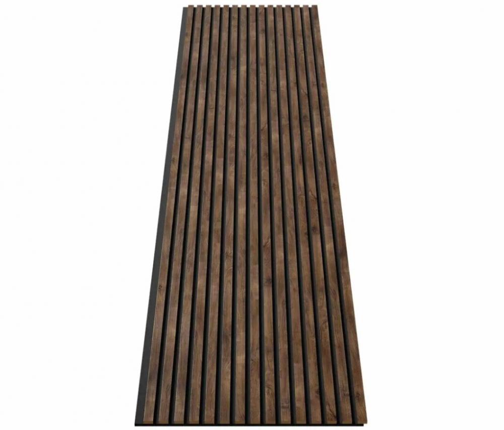 Акустическая панель, черный войлок, 2750х600х19мм, рейки МДФ дуб Старинный натуральный